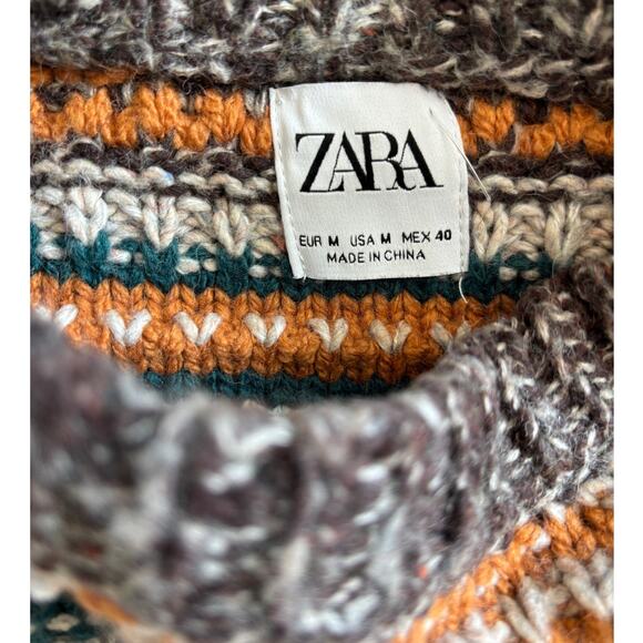 Zara Men's Chunky Knit Striped Sweater Medium Gorpcore - Picture 5 of 8